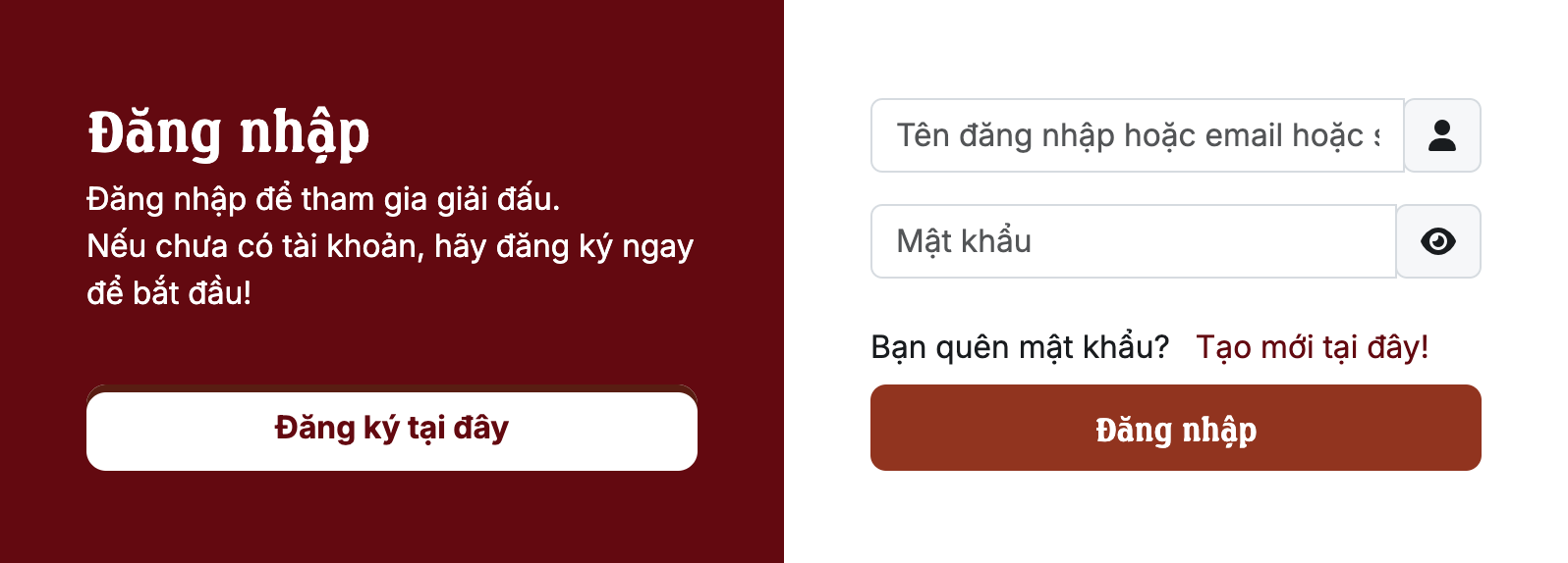 Chọn 'Tạo mới tại đây!'