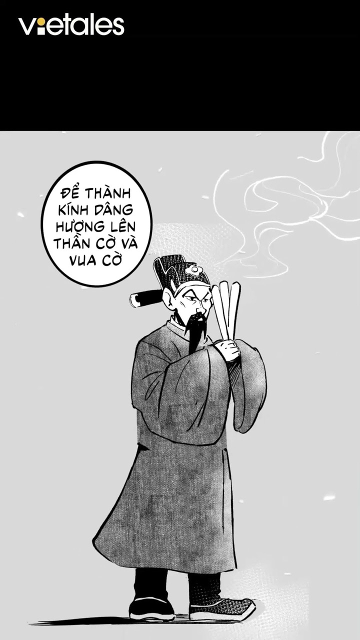 Vị quan cầm nén hương “để thành kính dâng hương lên thần cờ và vua cờ”