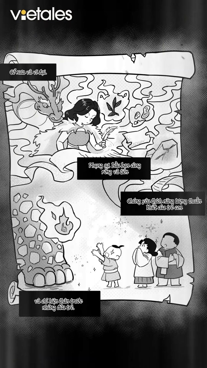 Cuộn tranh vẽ rồng, các linh thú và nhóm bạn nhỏ trong truyền thuyết